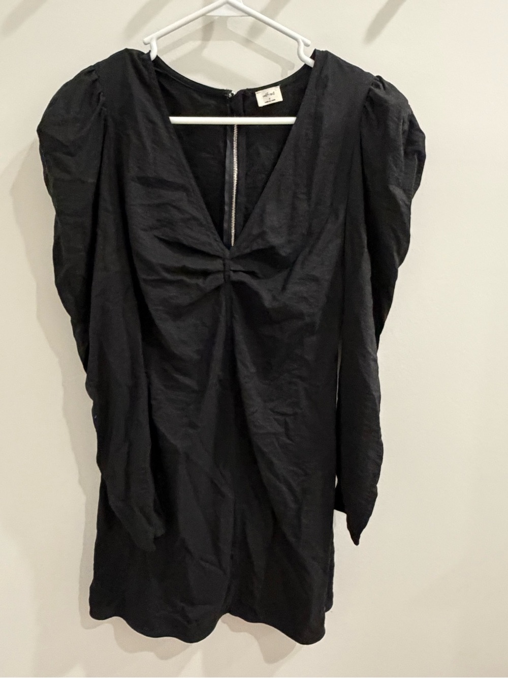 Wilfred Black Mini Dress with Puff Sleeves